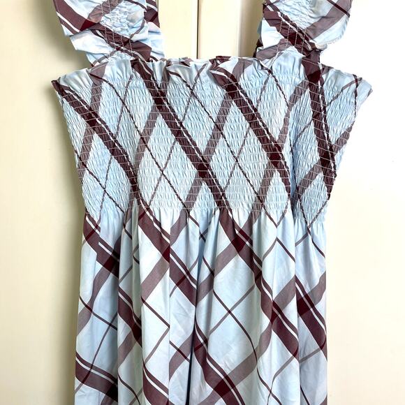 Hill House Ellie Nap Dress in Matilda Plaid Sz L Ruched Bodice Tiered Ruffles - Picture 4 of 9